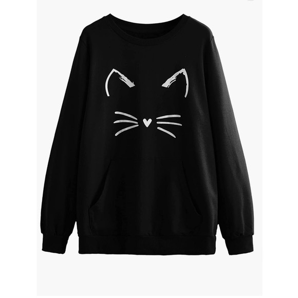 Tops - Amazon Black Cat Face Sweatshirt